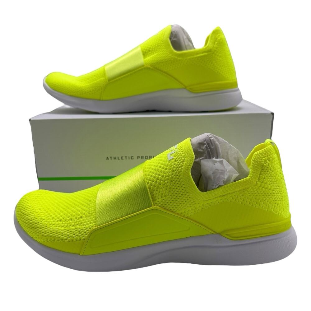 NWB APL TechLoom Bliss Knit Running Shoe Sneaker Bright Yellow Slip On Mens 11.5